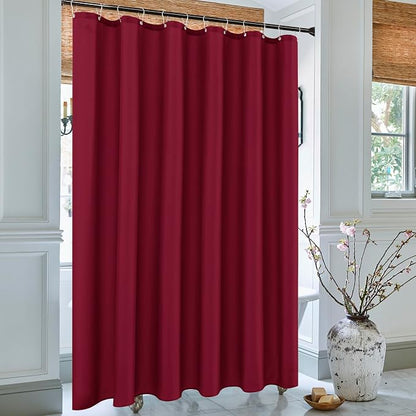 Fabric Shower Curtain Liner 72x84-Burgundy Extra Long Shower Liners | Hotel Quality Water Resistant Machine Washable Shower Liner-Cloth Polyester Light Weight High Ceilings Bathroom Curtain Liner