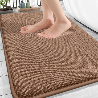 OLANLY Thick Memory Foam Bathroom Rugs 30x20, Absorbent Bath Mat, Mocha | Soft Quick Dry Bath Rugs, Non-Slip, Machine Washable Carpet for Bathroom Floor, Tub and Shower, Home Decor Accessories