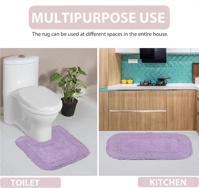 Home Weavers Radiant Collection 100% Cotton Bathroom Rugs Set, Washable Rug, Thick Extra Soft and Absorbent Bath Rug, Kitchen Mat, Bath Mat Set, Bath Floor Mat Non Slip, 24"x40" Rectangle, Purple