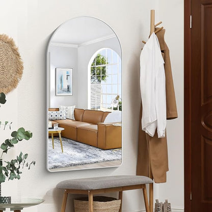 FORBATH Arched Bathroom Mirror 24x48 Inch, Silver Bathroom Mirror Wall Mounted Modern Aluminum Alloy Frame Arch Mirror for Bedroom Living Room Entryway, Hanging or Leaning Against Wall