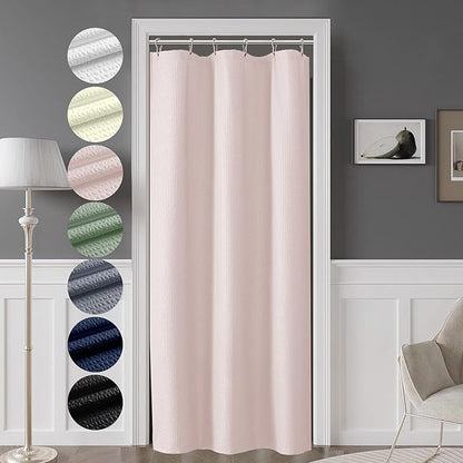 OVZME Berry Stall Fabric Shower Curtain 36 x 72 Inch - Soft & Waffle Small Pink Shower Curtain for Bathroom with Texture for Narrow Stall Size, Machine Washable Water Resistance, Hotel Style, Pink