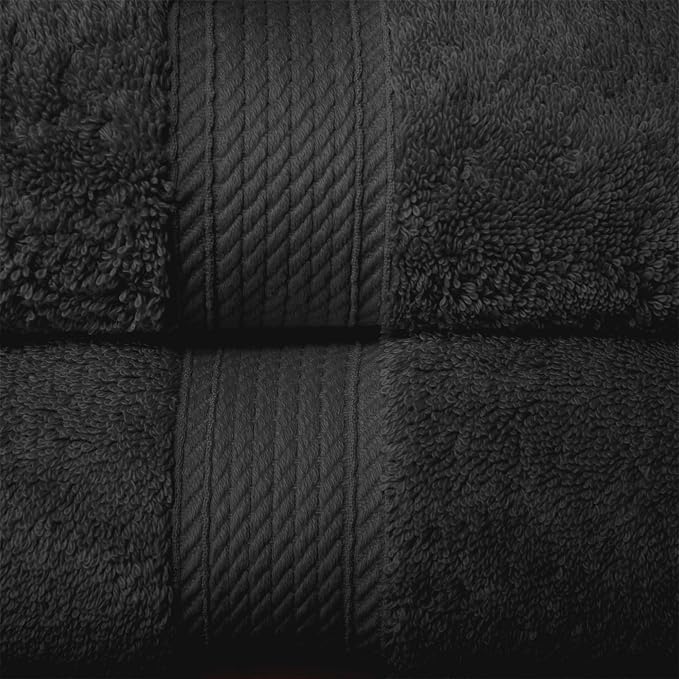 Superior Egyptian Cotton Ultra Plush & Absorbent, 10 Piece Set, Black | Quick Dry, Soft Luxury Towel Set, Bath Essentials, Guest Bath, Spa, 2 Bath, 4 Hand, 4 Face Towels, Madeline Towels