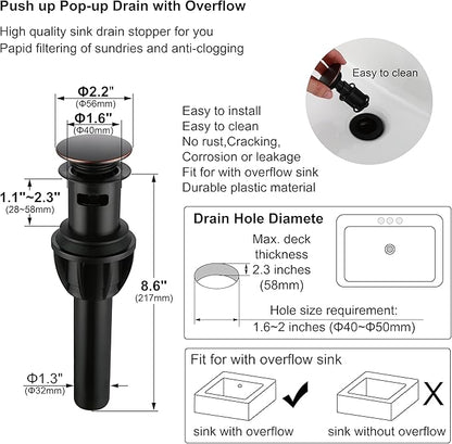 Bathroom Faucets, Centerset Lavatory Sink Faucet with 2 Handle, 3 Hole, Overflow Pop Up Drain & 4 Inch 360° Swivel Spout, F-4501-NB (Oil Rubbed Bronze)