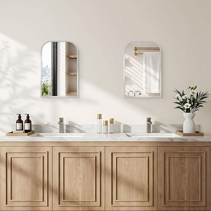 COFENY Bathroom Mirror, 16x24 inch Silver Rectangle Wall Mounted Mirror with Thin Frame, Bathroom Vanity Mirrors for Over Sink, Entryway, Living Room, Bedroom