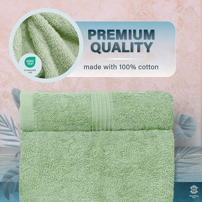 Luxe 2-Piece Bath Towel Set – Large Soft Cotton Towels, Absorbent, Durable & Skin-Friendly, Machine Washable, 27 x 54 in (Sage Green)