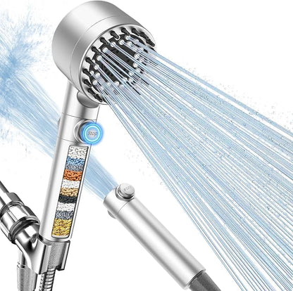 FEELSO Filtered Shower Head with Handheld, High Pressure Shower Filter Head | ON/OFF Switch, Anti-clog Nozzles, 4 Spray Showerhead with Filters for Hard Water, Remove Chlorine, Reduce Dry Itchy Skin