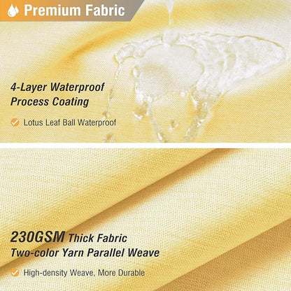 BTTN Fabric Shower Curtain, Linen Textured Heavy Duty Polyester Cloth Shower Curtain Set with Plastic Hooks, Yellow, 72" W x 78" L (Pack of 1)
