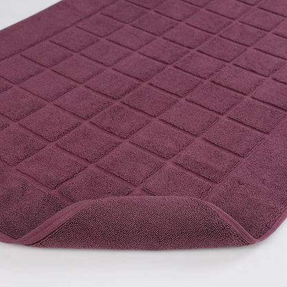 Superior 100% Cotton Bathmat Set, Bath Mats, Bathroom Decor, Shower, Bathtub Essentials, Home Accessories, Small Washable Rug, No Backing, Heavyweight, Nora Collection, Set of 2, 22" x 35", Plum
