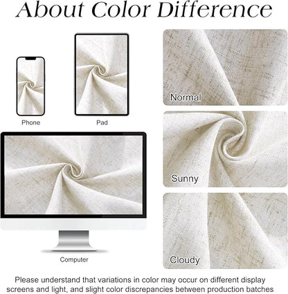 48 Inch Shower Curtain - Stall Narrow Half Linen Ultra Thick Fabric Shower Curtain Set with Hooks, Boho Farmhouse Rustic RV Camper Bath Curtains for Bathroom, Beige White, 48x72