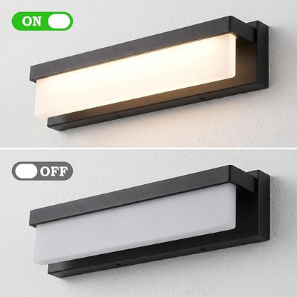 URSOLA LED Bathroom Vanity Light Fixture Over Mirror 16.5 inch Modern Rectangle Black Matte Metal Lighting Bar 4000K Daylight Wall Sconce (Black)
