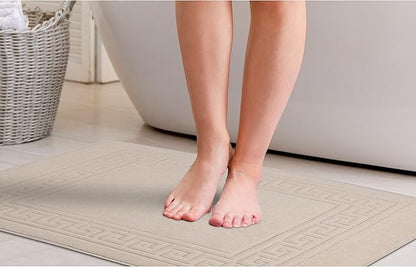 Superior Heavyweight Cotton Bath Mats, Bath Rugs For Bathroom Accessories, Washable Rug For Shower, Bath, Toilet, Modern Decor, No Backing, Luxury Hotel And Spa Quality, Set of 2, 22" x 35", Ivory