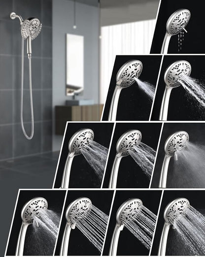 INAVAMZ 2 in 1 Shower Head with Handheld Combo High Pressure Nickel 2.5 GPM | 7.2" Rain Showerhead and 10 Spray Hand Held Shower, Adjustable Shower Angle, 59-inch Rotatable Stainless Steel Hose