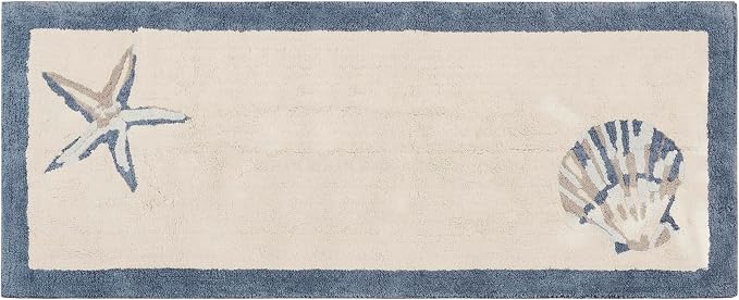 Madison Park Bayside Tufted Bath Rug Cotton Non-Slip, 24 x 60, Blue