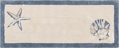 Madison Park Bayside Tufted Bath Rug Cotton Non-Slip, 24 x 60, Blue