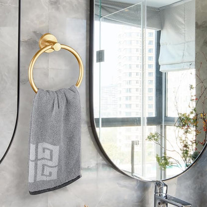Brushed Gold Bathroom Hardware Set, Towel Ring & Toilet Paper Holder, Stainless Steel SUS304, Hand Towel Hanger & Toilet Roll Holder, Sturdy Bathroom Accessories for Home or Kitchen