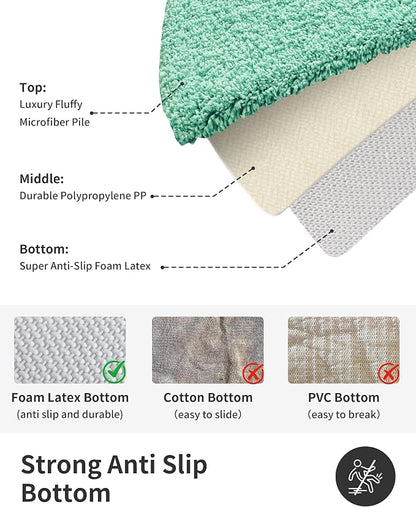 ILANGO Spa Blue Bathroom Rugs 70" × 24" Non Slip & Super Absorbent Thick Soft, Washable Bath Carpet Runner for Floor, Microfiber Plush Shaggy Bath Mats with Rubber for Bedroom Bathtub Shower Room