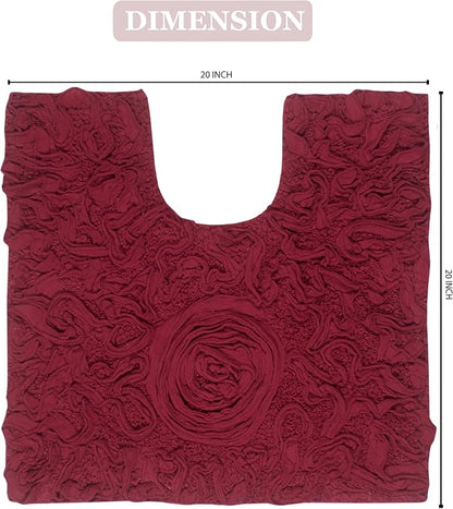 Home Weavers Bell Flower Collection 100% Cotton Tufted Bath Rugs, Extra Soft and Absorbent Bath Rugs, Non-Slip Bath Mats, Machine Washable, Bath Mats for Bathroom Floor and Tub, 20"x20" Contour, Red