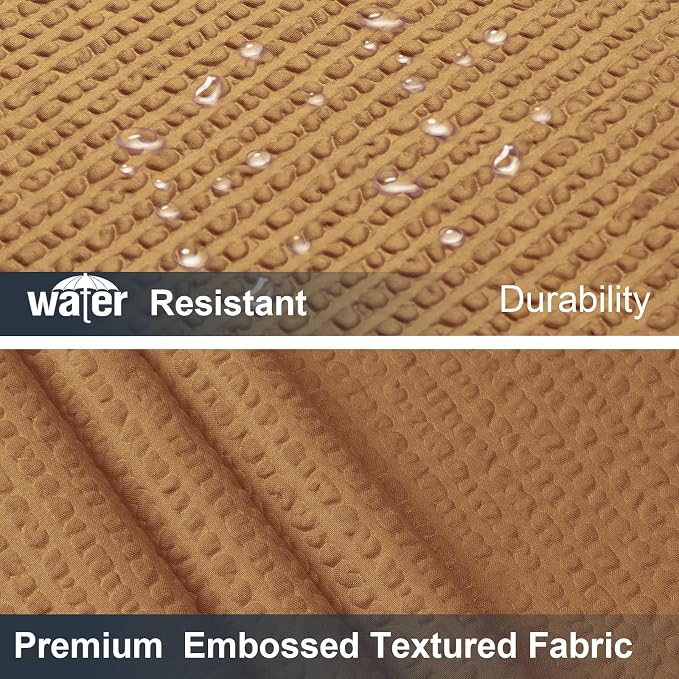 Gold Shower Curtain for Bathroom 78 Inches Long, 3D Embossed Textured Fabric Farmhouse Shower Curtain Soft Cloth, Water Repellent, Machine Washable, Hotel Style, 72" W x 78" L, Gold