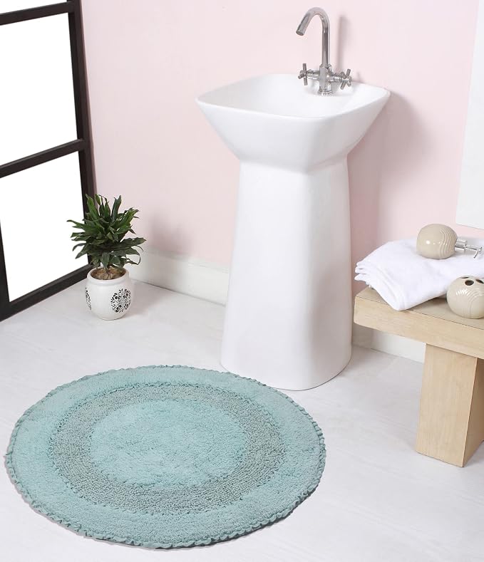 Home Weavers Radiant Collection 100% Cotton Bathroom Rugs Set, Bathroom Décor, Washable Rug, Extra Soft and Absorbent Bath Rug, Kitchen Mat, Bath Mat Set, Bath Floor Mat Non Slip, 30" Round, Sky Blue