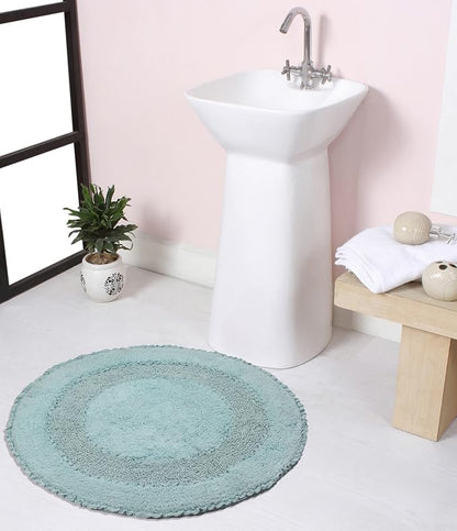 Home Weavers Radiant Collection 100% Cotton Bathroom Rugs Set, Bathroom Décor, Washable Rug, Extra Soft and Absorbent Bath Rug, Kitchen Mat, Bath Mat Set, Bath Floor Mat Non Slip, 30" Round, Sky Blue