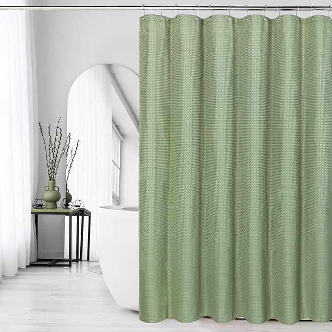 Sage Green Fabric Shower Curtain, 72 X 72 | Cloth-Textured Shower Curtain for Bathroom - Soft Cloth & Hotel Spa Luxury, Water Repellent, Machine Washable