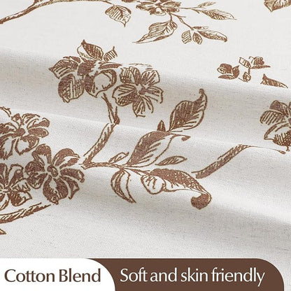 MitoVilla Small Stall Cotton Floral Shower Curtain for Bathroom,36 x 72 | Narrow Half BoHo Cottagecore Spring Shower Curtains, Modern Farmhouse Country Plant Leaves Bathroom Décor, 36 x 72