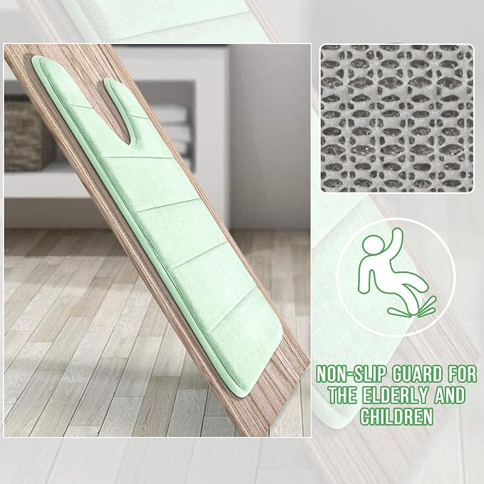 Yimobra Memory Foam Toilet Bath Mat U-Shaped, 24 X 20 Inches,Soft and Comfortable, Super Water Absorption, Non-Slip, Machine Wash and Easier to Dry for Bathroom Commode Contour Rug, Pale Green