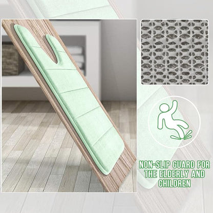 Yimobra Memory Foam Toilet Bath Mat U-Shaped, 24 X 20 Inches,Soft and Comfortable, Super Water Absorption, Non-Slip, Machine Wash and Easier to Dry for Bathroom Commode Contour Rug, Pale Green