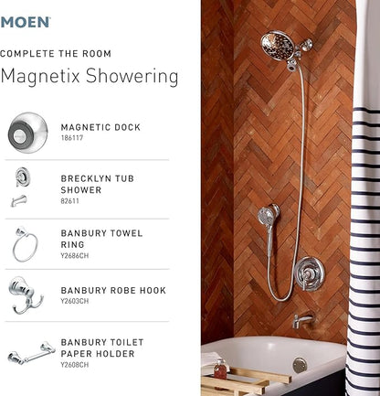 Moen Engage Magnetix 2-in-1 Combo Rain Showerhead with Detachable Handheld Shower Spray, Featuring Magnetic Docking System, Spot Resist Brushed Nickel, 26009SRN