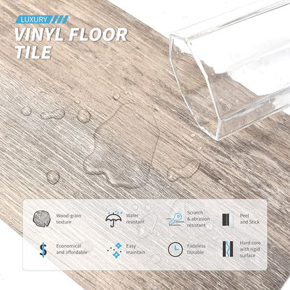 Art3d Wood Texture Peel and Stick Vinyl Floor Planks, 36-Pack, Old Wood | Cover 54 sq.ft, Waterproof, Self-Adhesive, Scratch Resistant, Premium Vinyl, Ideal for Bedroom, Living Room, Kitchen, RV