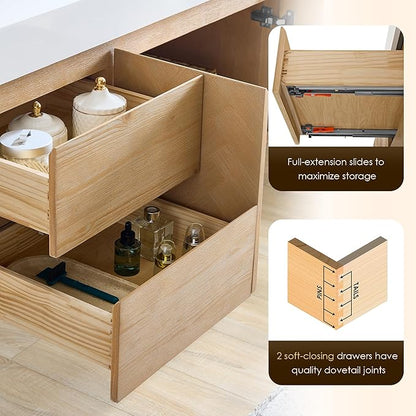 72 Inch Floating Sink Bathroom Vanity Wall Mount Double Vanities Overflow Mordern Large Storge Cabinet with Ceramic Countertop Double Soft Closing Drawers Pre-Assembled