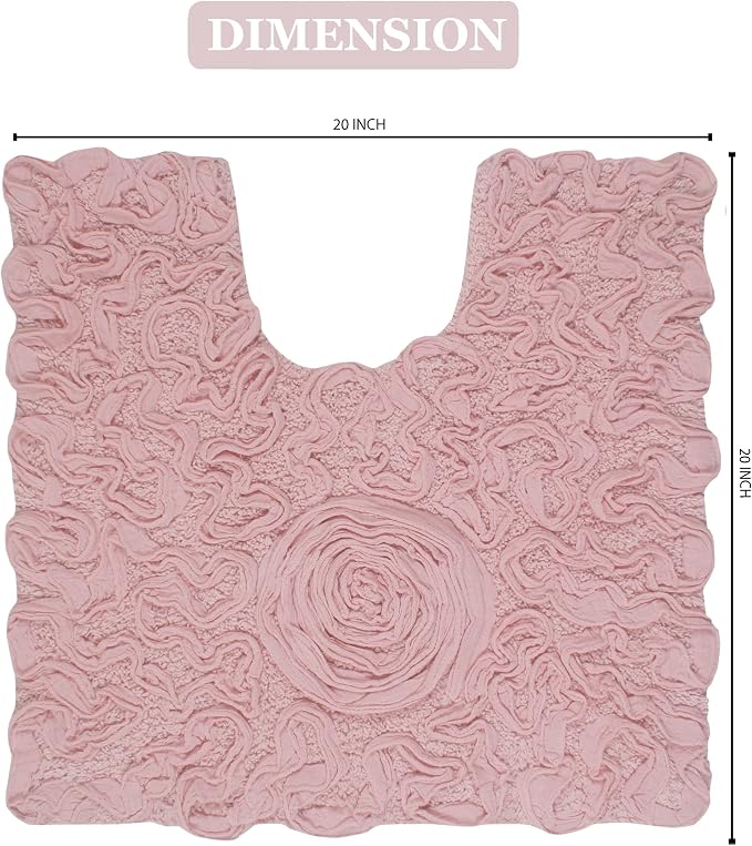 Home Weavers Bell Flower Collection 100% Cotton Tufted Bath Rugs, Extra Soft and Absorbent Bath Rugs, Non-Slip Bath Mats, Machine Washable, Bath Mats for Bathroom Floor and Tub, 20"x20" Contour, Pink