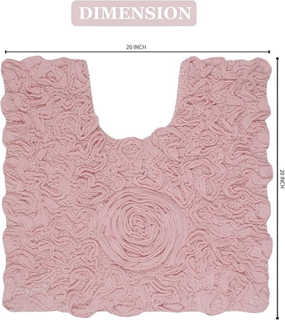 Home Weavers Bell Flower Collection 100% Cotton Tufted Bath Rugs, Extra Soft and Absorbent Bath Rugs, Non-Slip Bath Mats, Machine Washable, Bath Mats for Bathroom Floor and Tub, 20"x20" Contour, Pink