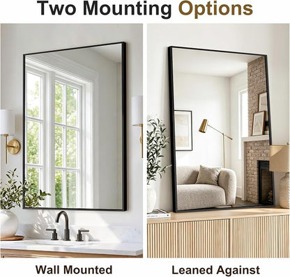 Bathroom Vanity Mirror for Over Sink, 36x24 Inch Matte Black Mirror | Shatterproof Tempered Glass, Anti-Rust Metal Frame, Rectangle Wall Mirrors for Bedroom, Living Room & Entryway