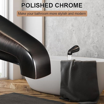 Dreyoo Universal Bath Tub Spout with Adapter, 5 Bathroom Bathtub Faucet Spout Without Diverter, Fits for 1/2'', 3/4'' IPS Inside Thread Connection and Tub/Shower Faucet Brands (Oil Rubbed Bronze)