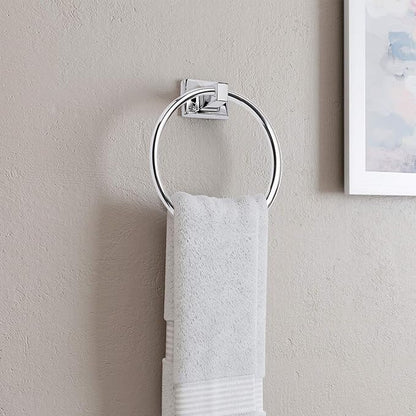 Design House Millbridge Towel Ring, Concealed Screws, Standard Wall Mount, Easy Installation, Polished Chrome, 6 in, 5.91 in L x 6.44 in W x 1.65 in H, Item 533091