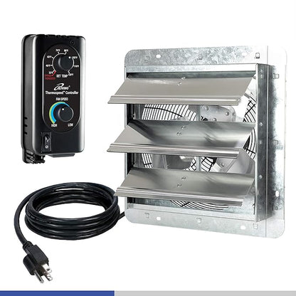 iLiving 20" & 12" Wall Mounted Exhaust Fan, Automatic Shutter, Thermostat & Variable Speed Controller