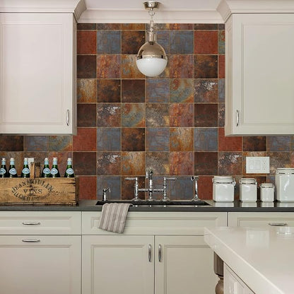 Alwayspon Vinyl Sticker Peel and Stick, Self-Adhesive Wall Tile Transfers Backsplash Sticker Decal for Kitchen Bathroom, 6x6inch/15x15cm 30Pcs, Stone Effect T049