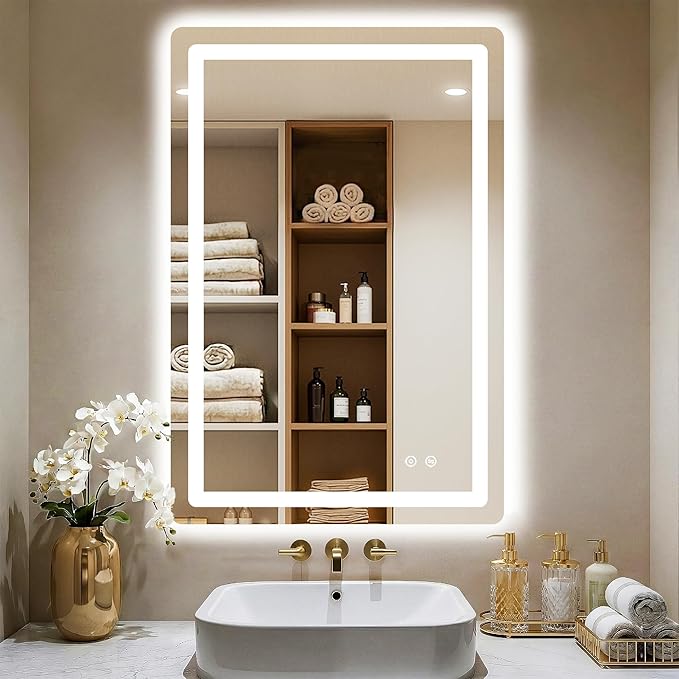 LED Bathroom Mirror, 36"x24" Bathroom Vanity Mirror with Lights for Wall, Smart Anti-Fog, Stepless Dimmable with 3 Color Mode, Backlit + Front Lit, Memory Function, ETL Listed