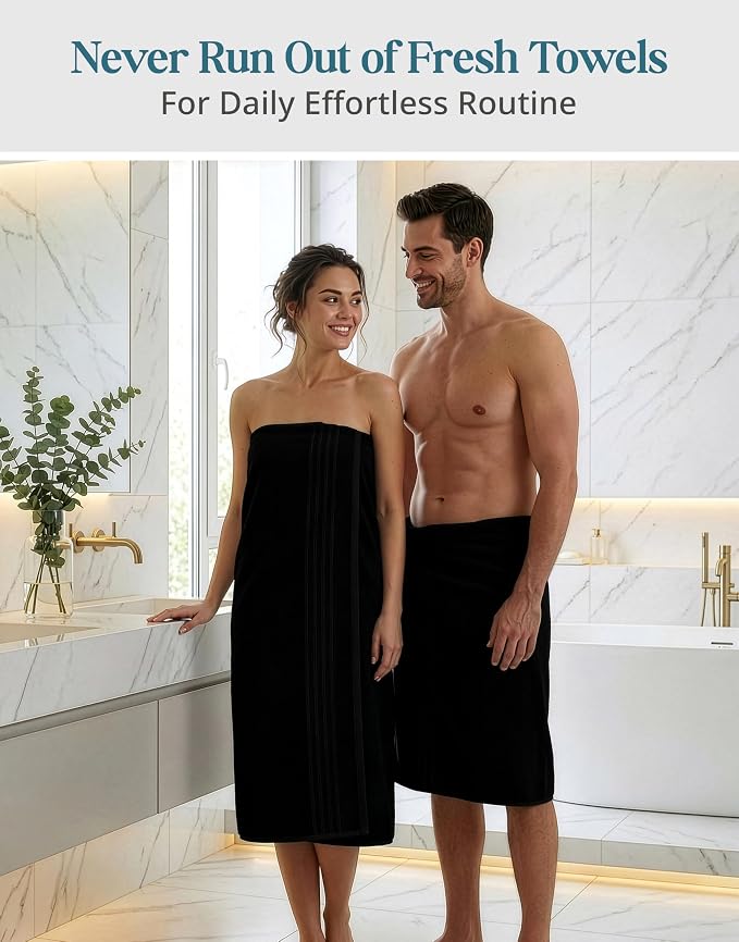Casa Platino Bath Sheets 100% Cotton 4 Pack Soft Absorbent - Black | Oversized Shower Sheets - Generously Sized, Oversized & Roomy, Lightweight & Breathable, Fade-Resistant Color