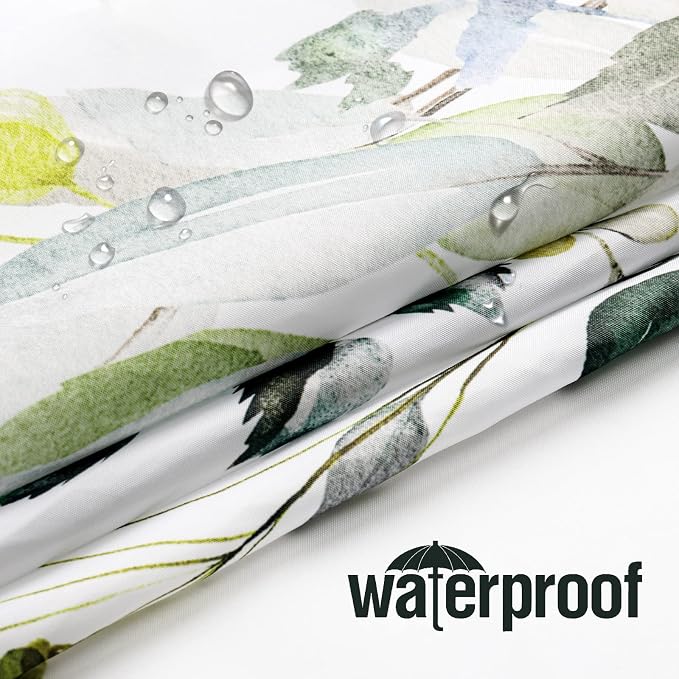 Sage Green Eucalyptus Shower Curtain, Floral Print, 72x90 | Watercolor Plant Leaves Floral Print, Extra Long Waterproof Fabric Bathroom Decor, Machine Washable, Rustproof Grommets