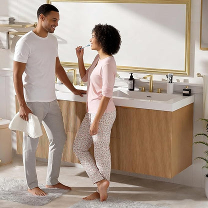 60" Bathroom Vanity with Sink Combo, Floating Double Sink Bathroom Vanity with SMC Resin Top, MDF Cabinet with Solid Wood Frame, Wall-Mounted Bath Room Vanities for Large Bathrooms, Wood