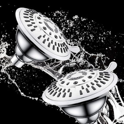 BRIGHT SHOWERS High Pressure Rain Shower Head, Fixed Shower Head with 5 Spray Settings, Adjustable Angle and Anti-Clog Nozzles, Chrome
