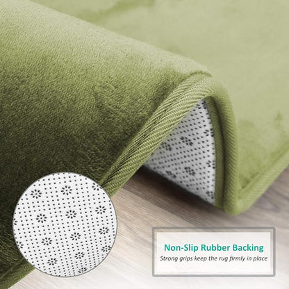 Clara Clark Bathroom Rugs, Velvet Memory Foam Bath Mat, Non-Slip, Machine Washable Bath Rugs - Dries Quickly, Ultra Soft Plush Bath Mats for Bathroom, 17 x 24, Sage Green