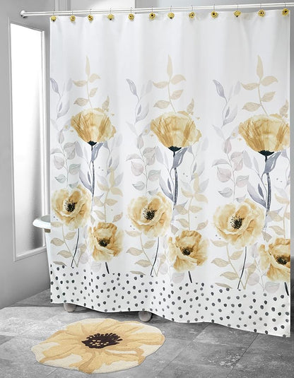 Avanti Linens - Fabric Shower Curtain, Floral Bathroom Decor (Marielle Collection, 72")