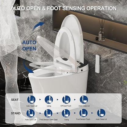 Smart Toilet with Bidet Built in, Bidet Toilet with Powerful Flush, Auto Open/close Lid, Foot Sensor Operation, Intelligent induction Heat Seat, Smart Toilet with instant Warm Water (ST-PLUS)