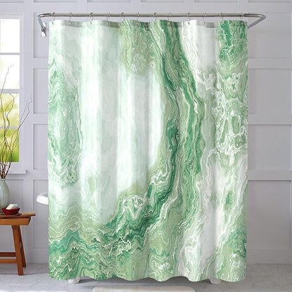 Sage Green Shower Curtain Marble Texture for Bathroom, Polyester Fabric Cloth Waterproof Bathroom Home Decor, 72x72 Inch