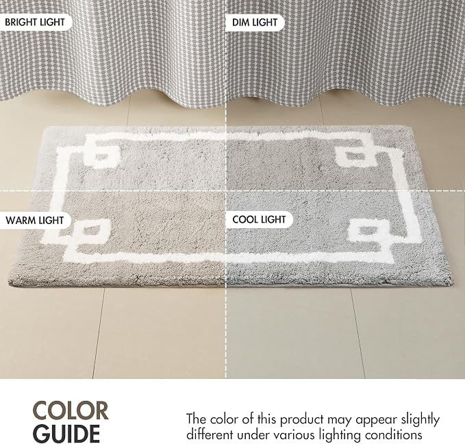 Madison Park Evan 100% Cotton Bath Runner Plush Absorbent, 24" x 72", Grey | Non-slip Backing, OEKO TEX, Luxurious Tufted Plush Bath Rug for Bathroom, Quick Dry, Spa Design Decorative for Shower Room