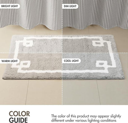 Madison Park Evan 100% Cotton Bath Runner Plush Absorbent, 24" x 72", Grey | Non-slip Backing, OEKO TEX, Luxurious Tufted Plush Bath Rug for Bathroom, Quick Dry, Spa Design Decorative for Shower Room