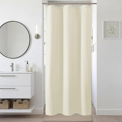 Cream Stall Shower Curtain 36 x 72 Inch, Textured Soft Fabric Waffle Narrow Size Modern Shower Small Curtain for Bathroom Hotel, Machine Washable, Water Resistant, 36Wx72L Inches